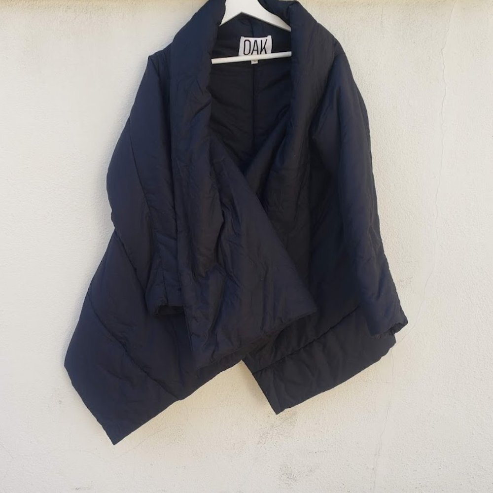 OAK NYC Asymmetrical Nylon Wrap Puff Jacket - Picture 2 of 4